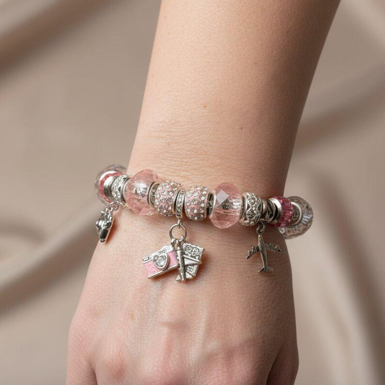 Travel/Vacation European beaded bracelet - Silver - - LadybugfeetDesigns -