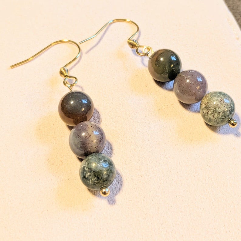 Tourmaline Beaded Hook Earrings, Gold - - LadybugfeetDesigns -
