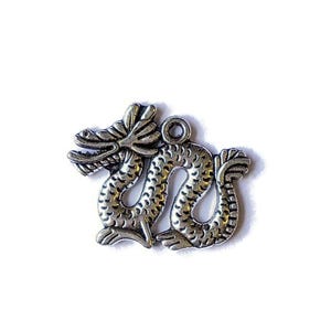 Silver Chinese Dragon Charm - - LadybugfeetDesigns -