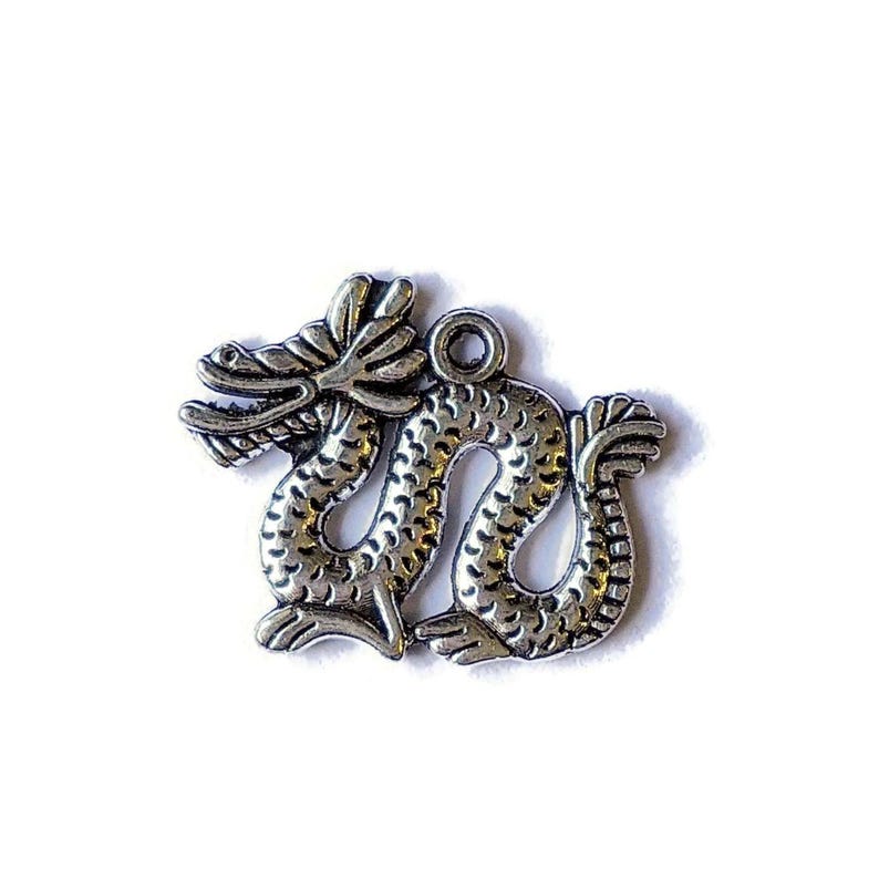 Silver Chinese Dragon Charm - - LadybugfeetDesigns -