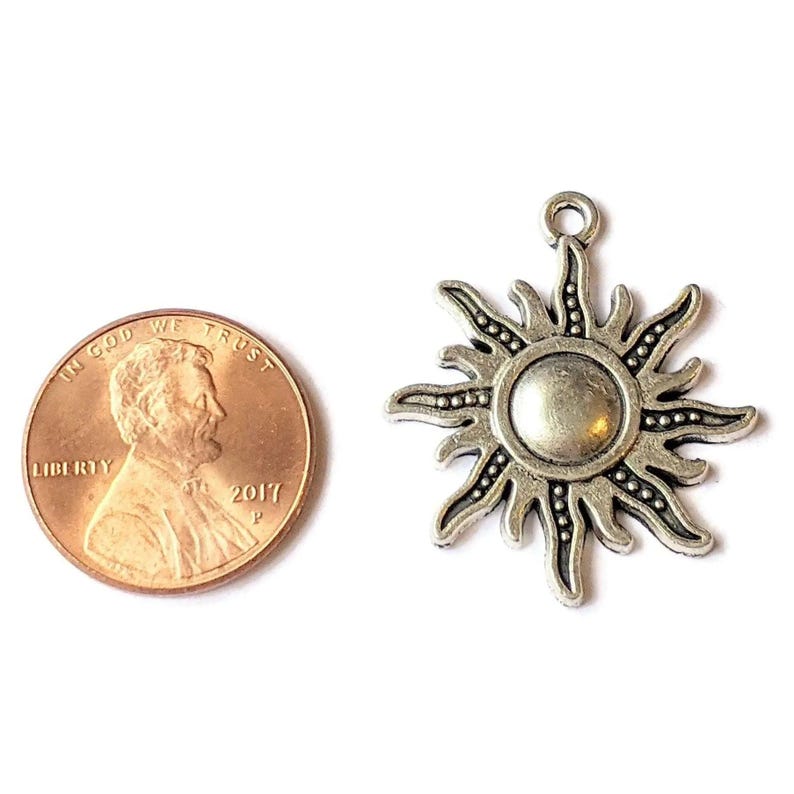 Silver Celestial Sun Charm - - LadybugfeetDesigns -
