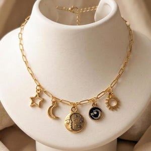 Celestial II Multi Charm Link ketting, goudkleurig - 50 cm
