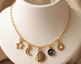 Naszyjnik Celestial II Multi Charm Link, złoty – 20 cali