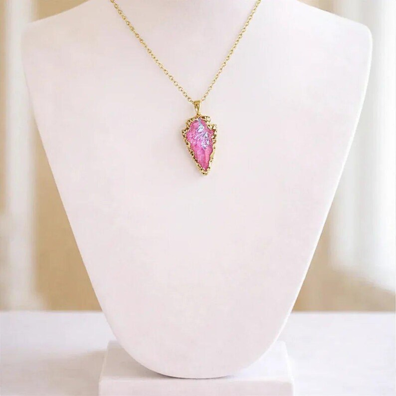 Natural Titanium Quartz Crystal Arrowhead necklace, Gold - 18- 24 inch - - LadybugfeetDesigns -