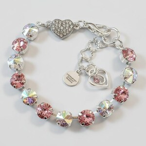 Rhinestone Heart Faceted Crystal Bracelet - - LadybugfeetDesigns -