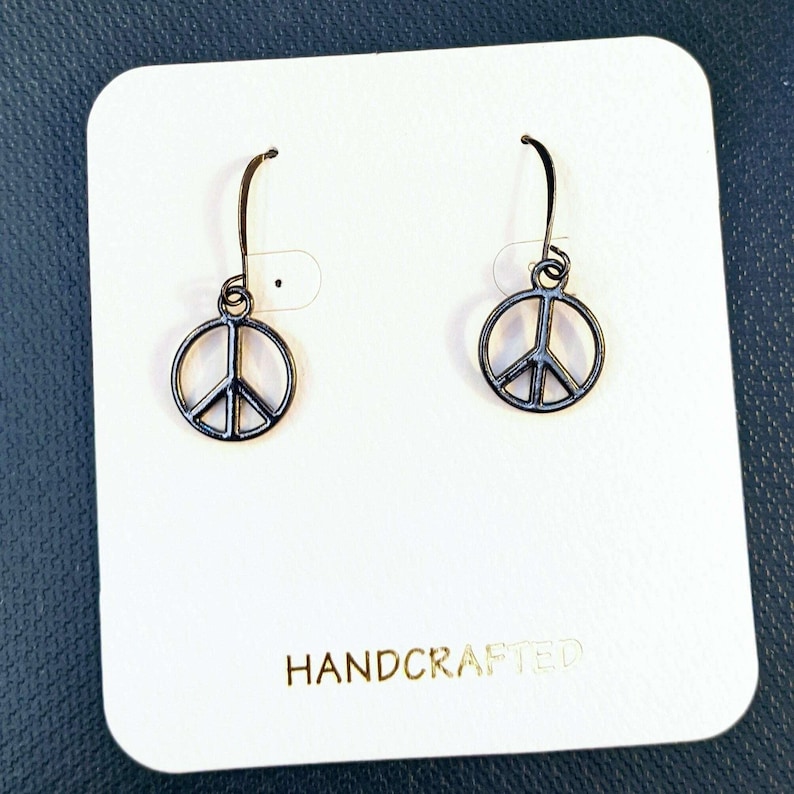 Peace Sign Earrings - Unisex - - LadybugfeetDesigns -