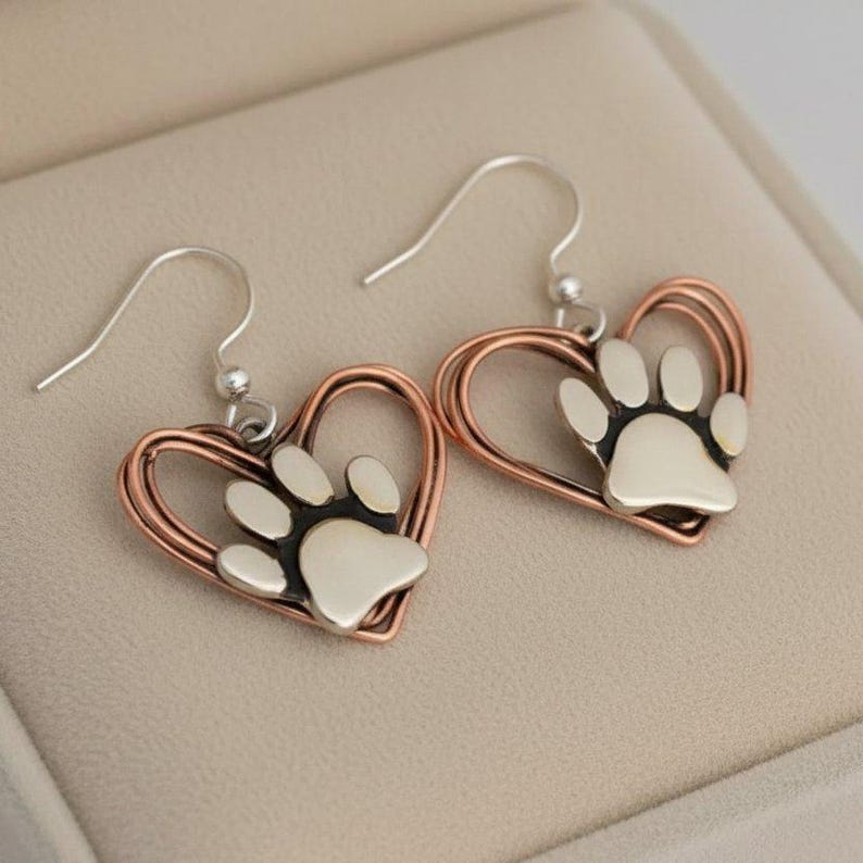 Rustic Dog/Cat Paw Print Earrings, Silver - - LadybugfeetDesigns -
