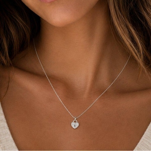 CZ Heart Charm Necklace - Sterling Silver - 18 inch - - LadybugfeetDesigns -
