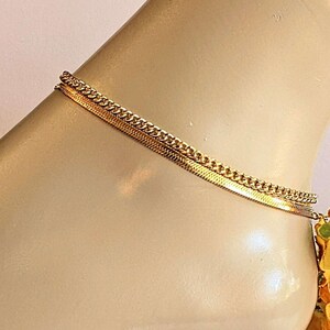 Gold Cuban Chain Anklet - - LadybugfeetDesigns -