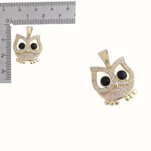 CZ Owl necklace, Gold - 20 inch - - LadybugfeetDesigns -