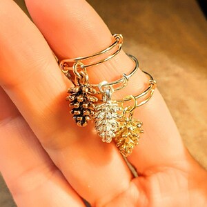 Pine Cone Expandable Charm Ring - - LadybugfeetDesigns -
