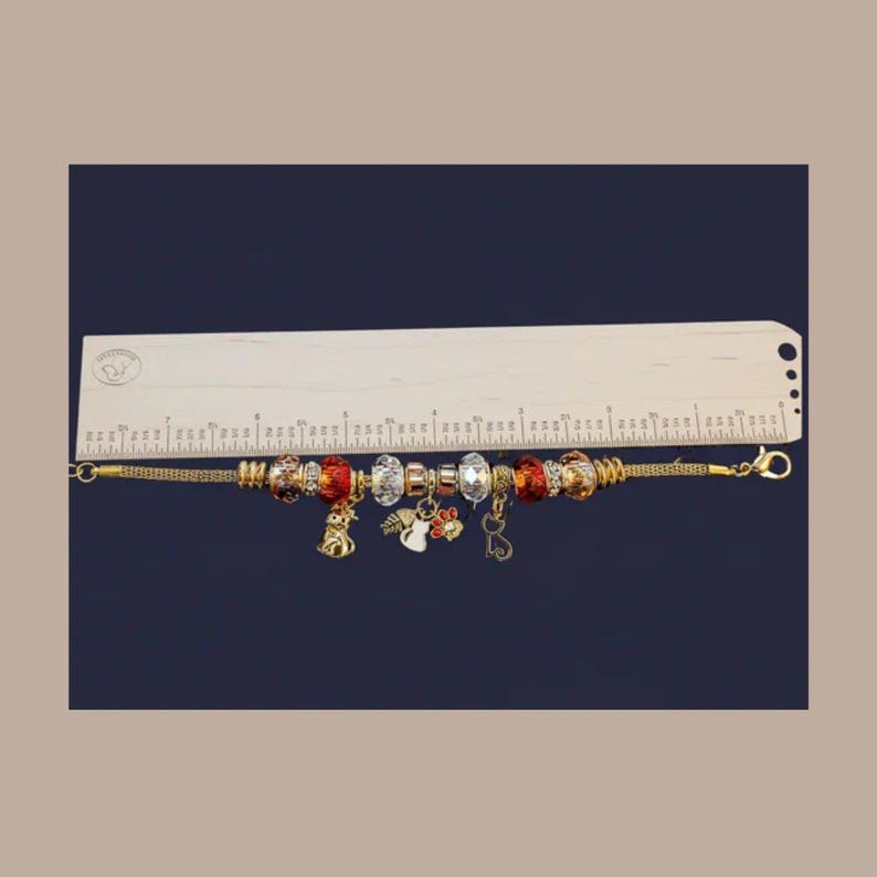 MEOW European beaded bracelet - Gold - - LadybugfeetDesigns -