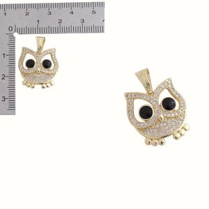 CZ Owl necklace, Gold - 20 inch - - LadybugfeetDesigns -