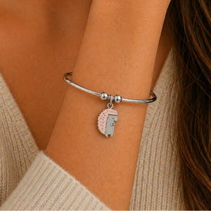 Hedgehog Euro Bangle Cuff, Silver - - LadybugfeetDesigns -