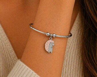 Hedgehog Euro Bangle Cuff, Silver