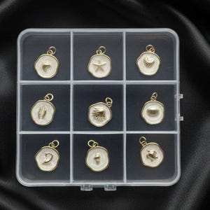 Beach Lover Enamel Charm Box - 9 pc., Gold - - LadybugfeetDesigns -