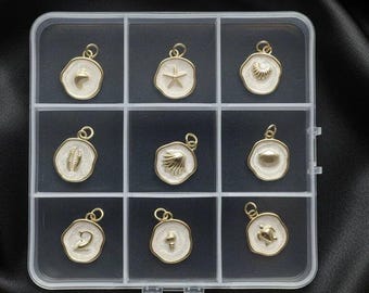 Beach Lover Enamel Charm Box - 9 pc., Gold