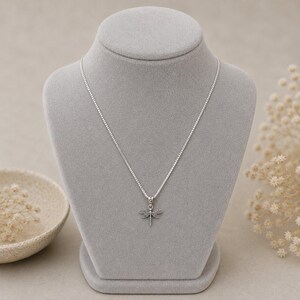 Dragonfly Necklace, 20 inches - Silver - - LadybugfeetDesigns -