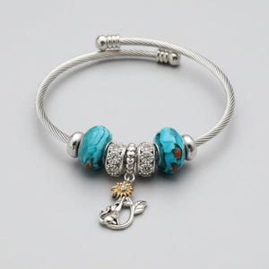 Playful Kitty Euro Cuff Wrap Bracelet, Silver - - LadybugfeetDesigns -