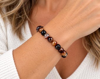 Agate Beaded Stretch Bracelet-UNISEX