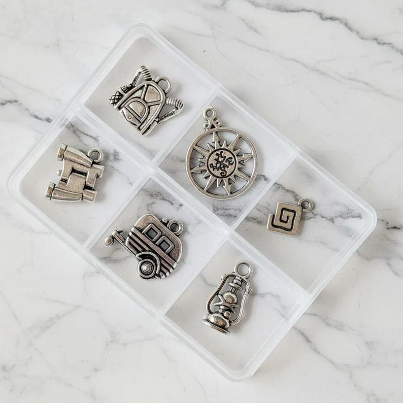 Happy Camper Mini Charm Box - 6 pc., Silver - - LadybugfeetDesigns -