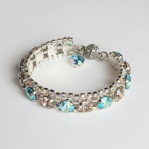 Blue Multi Faceted Crystal Rhinestone Bracelet-Bridal Jewelry-Child Size - - LadybugfeetDesigns -