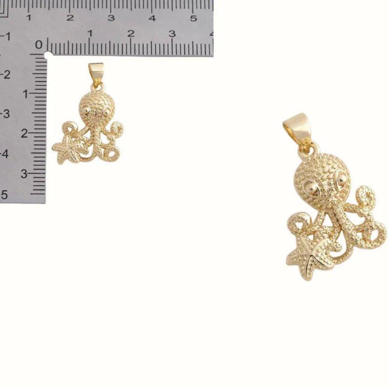 CZ Octopus necklace, Gold - 20 inch - - LadybugfeetDesigns -