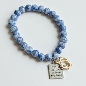 Toes in the Sand-Wine in my Hand Beaded Stretch Bracelet - - LadybugfeetDesigns -