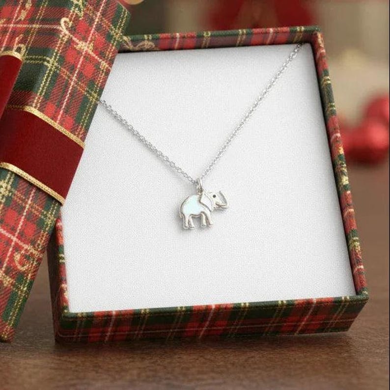 Elephant Pendant Necklace, Silver - 18 - 22 inches - - LadybugfeetDesigns -