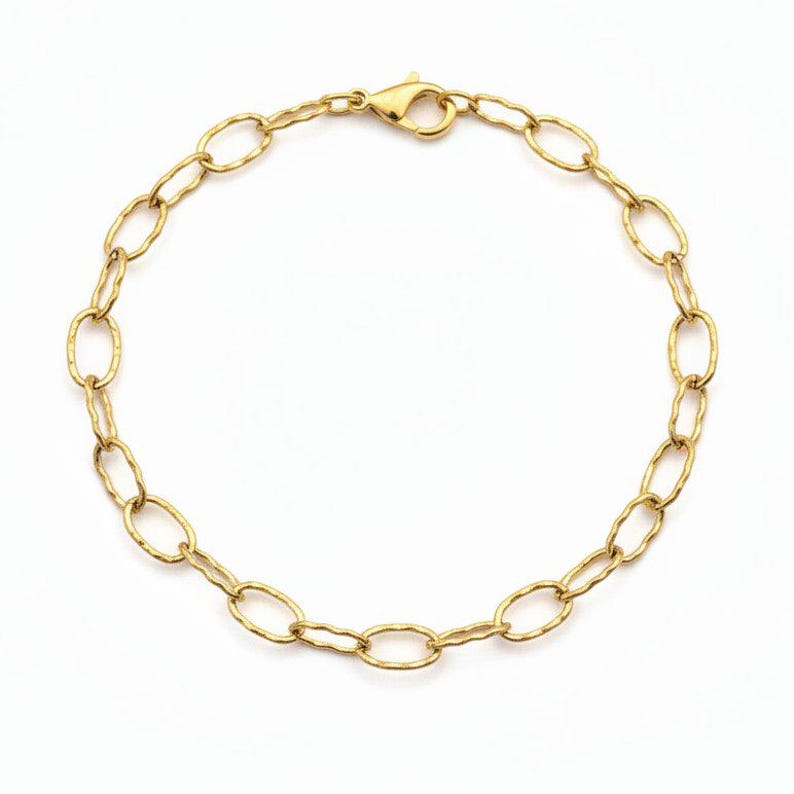 14K Gold PVD Charm Bracelet Base - D.i.y. - Build Your Charm Bracelet! - - LadybugfeetDesigns -