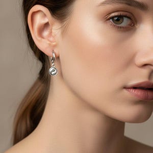 Yin Yang Huggie Hoop earrings, Silver - 12mm - - LadybugfeetDesigns -