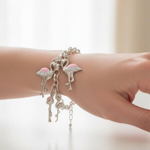 Flamingo Charm Bracelet II - - LadybugfeetDesigns -