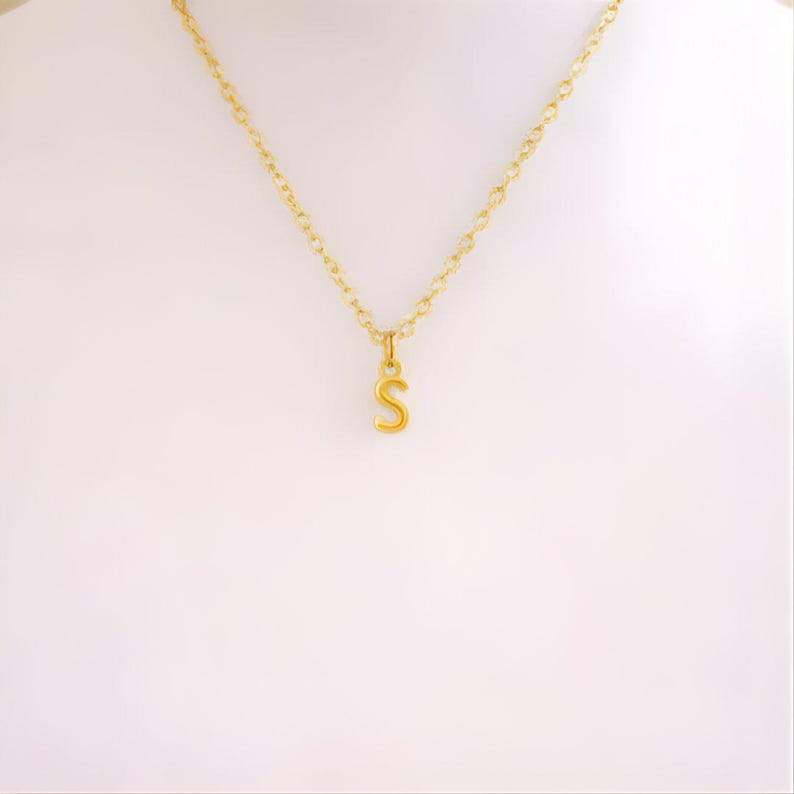 Mini Bubble Initial Necklace - Gold- 20 inch - - LadybugfeetDesigns -