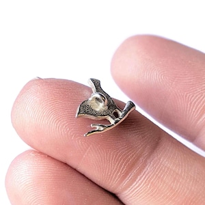 Silver Perching Bird Charm Pendant - - LadybugfeetDesigns -