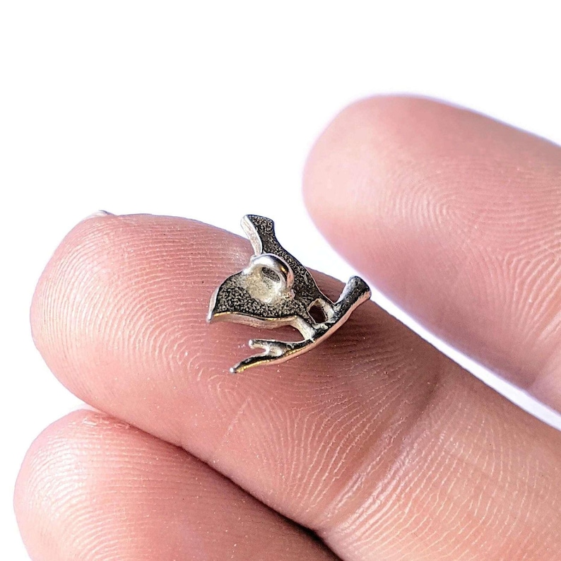 Silver Perching Bird Charm Pendant - - LadybugfeetDesigns -