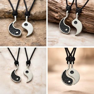 Adjustable YIN and YANG Double Necklace Set - - LadybugfeetDesigns -
