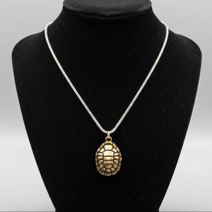 Two Tone Turtle Shell Necklace, Sterling Silver- 24 inches - - LadybugfeetDesigns -