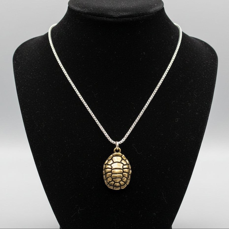 Two Tone Turtle Shell Necklace, Sterling Silver- 24 inches - - LadybugfeetDesigns -