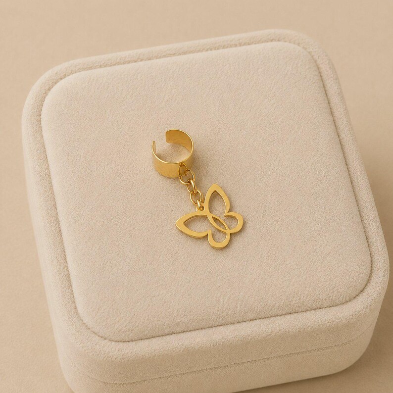 Butterfly Ear Cuff, Gold - - LadybugfeetDesigns -