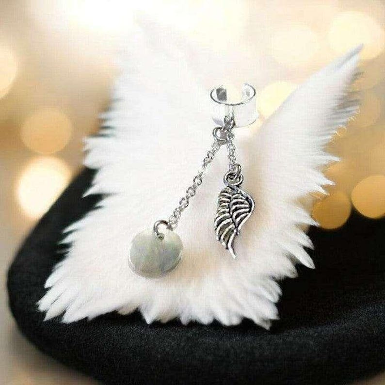 Angel Wing ear cuff, Silver - - LadybugfeetDesigns -