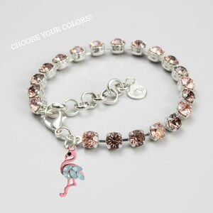 Pink Flamingo Faceted Crystal Bracelet - - LadybugfeetDesigns -