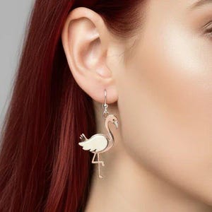 Rustic Flamingo Hook Earrings - - LadybugfeetDesigns -