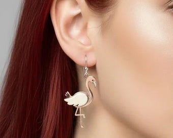 Rustic Flamingo Hook Earrings
