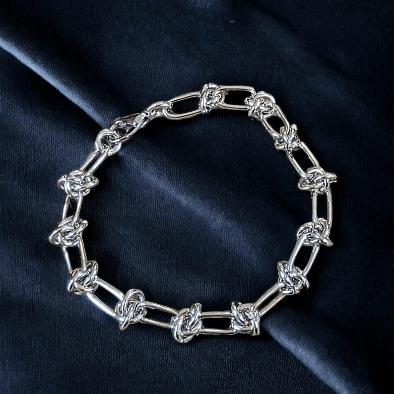 Silver Paperclip Barbed Wire Bracelet, Unisex - - LadybugfeetDesigns -