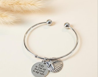 Salt in the Air/Sand in my Hair Euro Bangle Cuff, Silver