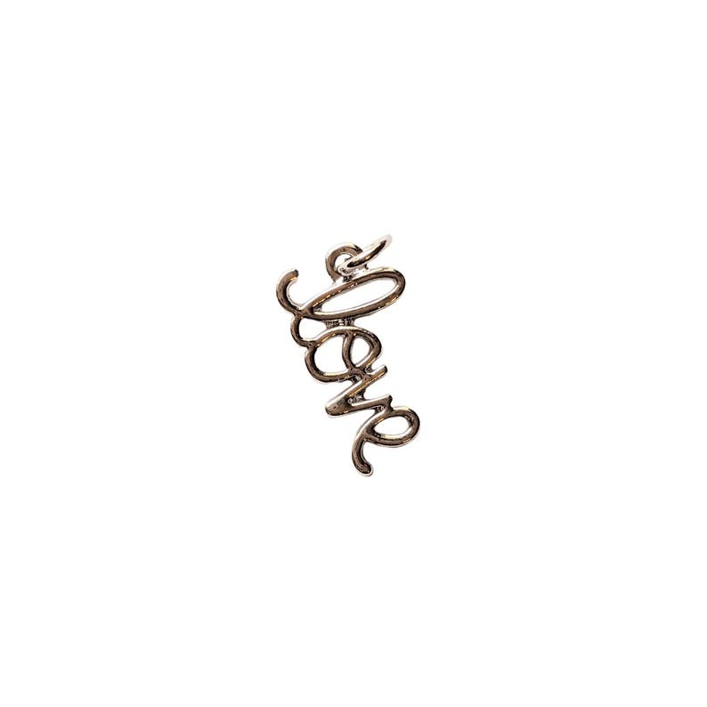 Silver Love Script Charm - - LadybugfeetDesigns -