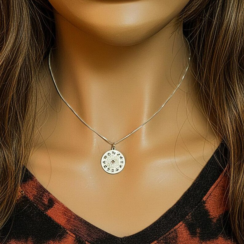 Zodiac Wheel Chart Necklace, Silver - Adjustable up to 24 inches - - LadybugfeetDesigns -