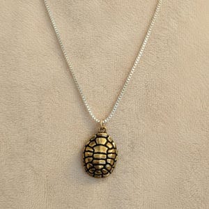 Two Tone Turtle Shell Necklace, Sterling Silver- 24 inches - - LadybugfeetDesigns -