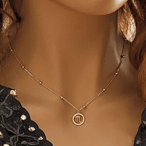 CZ Zodiac Symbol Necklace, Gold - 18 inch - - LadybugfeetDesigns -