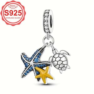 Sea Life Sterling Silver Toggle Charm Necklace, 20 inches - - LadybugfeetDesigns -